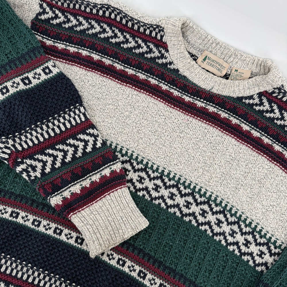 Vintage Northwest Territory Sweater Mens Medium Fair Isle Knit Made‎ in USA Fall